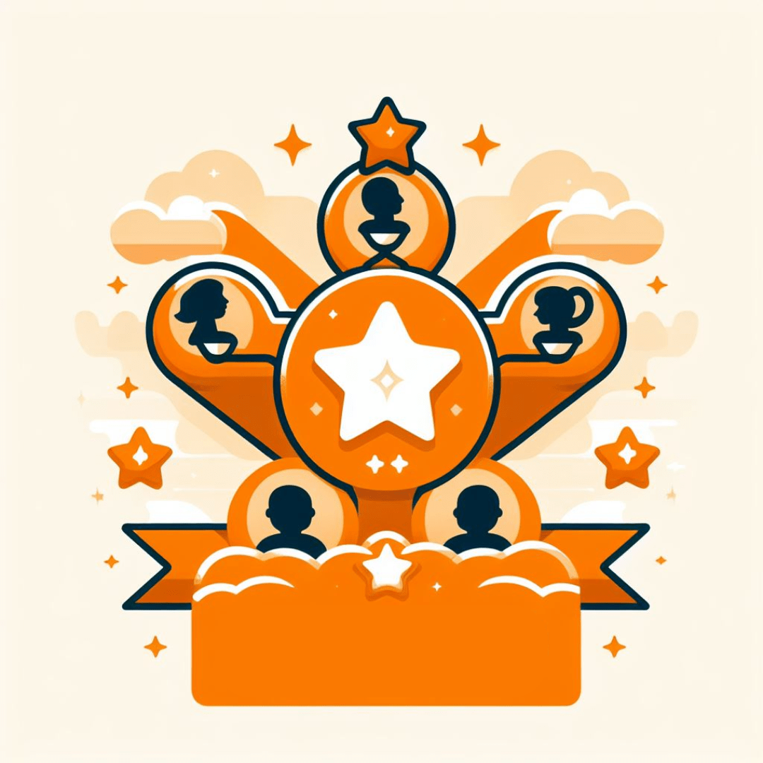 Hero image for the peer-to-peer recognition blog. Shows a simple illustration of some employees surrounding a star.