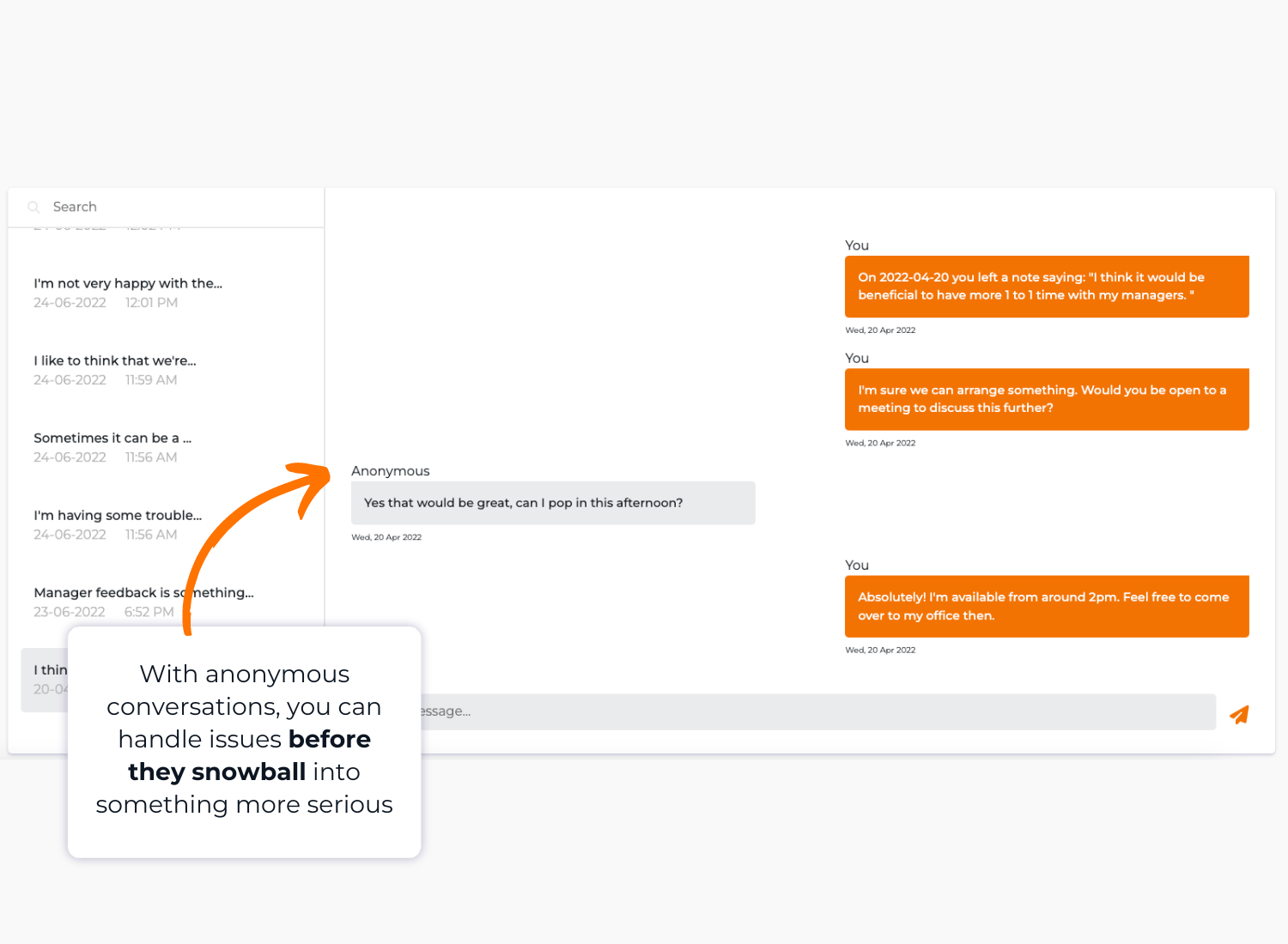 Image showcasing Wotters anonymous conversations feature.